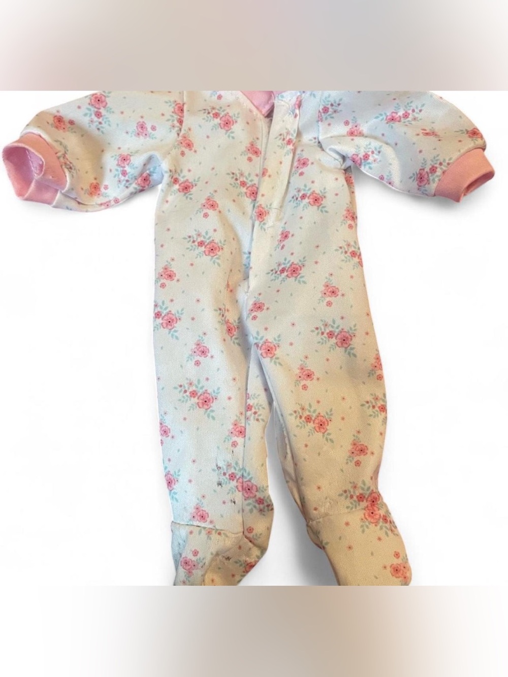 Baby doll clothes fits most Floral Pink and White baby doll One Piece sleeper